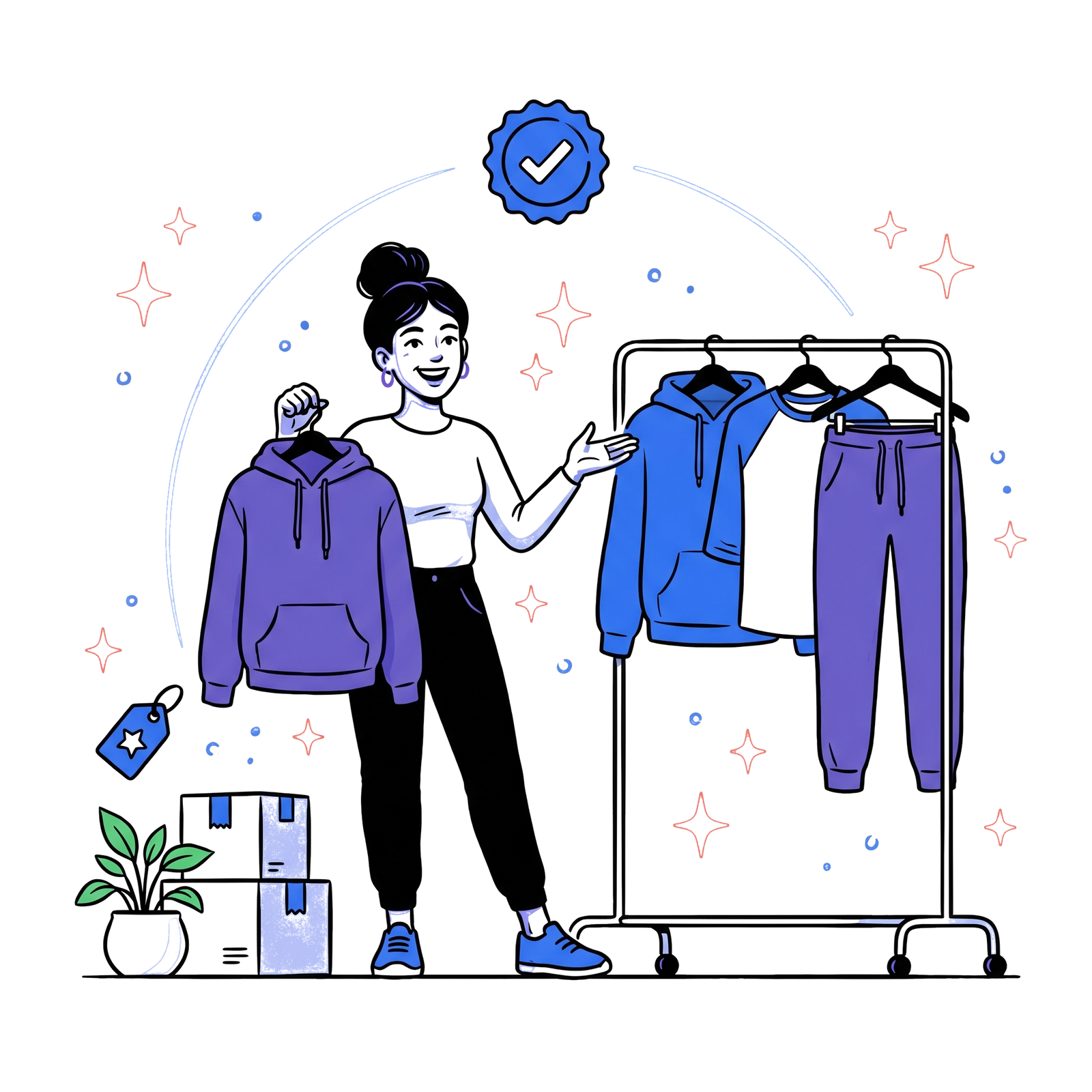Brand apparel rack with loyal customer